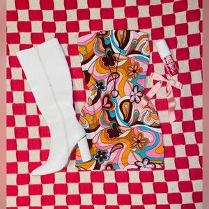 Garage 70s Hippie Groovy Vintage Inspired Retro Mini Tube Strapless Dress